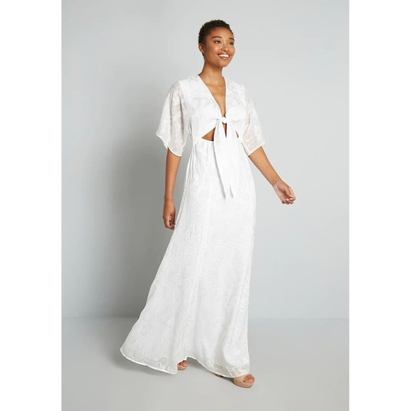 Hutch Modcloth Love in the Abstract Maxi Dress White Size 4 BNWT - Picture 1 of 11